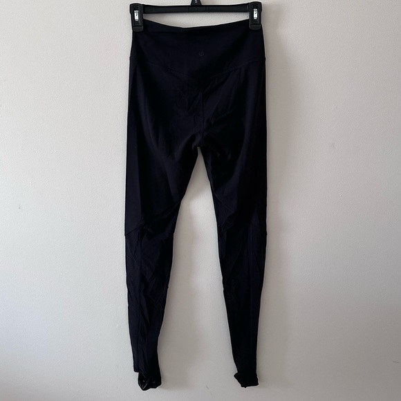Lululemon black nulu and crisscross mesh stirrup tight leggings size 6 - Picture 7 of 10